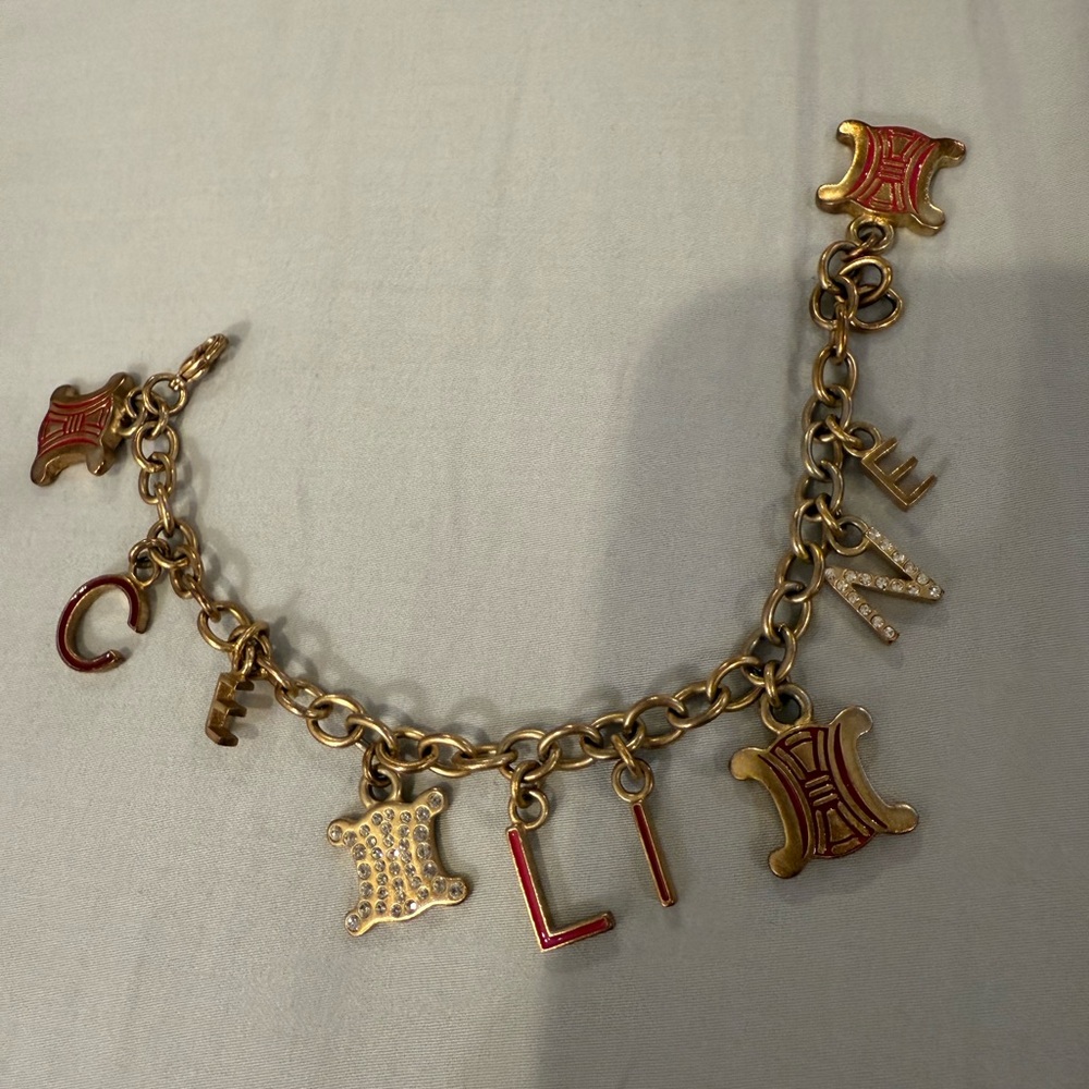 Celine Gold Bracelet with Red Charms